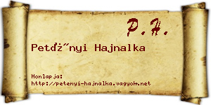 Petényi Hajnalka névjegykártya